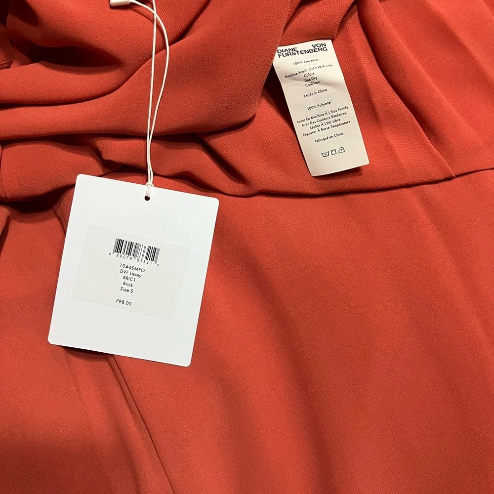 NWT DVF Red Maxi Wrap Around & Tie in Front - size Small - Picture 3 of 7